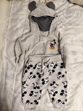 Disney Baby Gray Mickey Mouse Hoodie & Jogger Matching Set